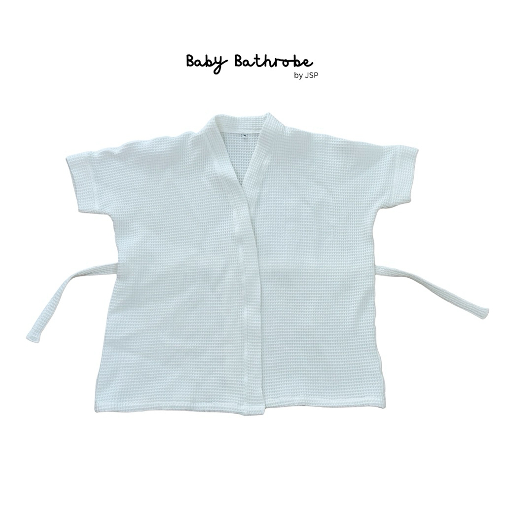 เสื้อคลุมอาบน้ำเด็ก (ทารกแรกเกิด-3ขวบ) สีขาวครีม newborn/baby bathrobe in offwhite