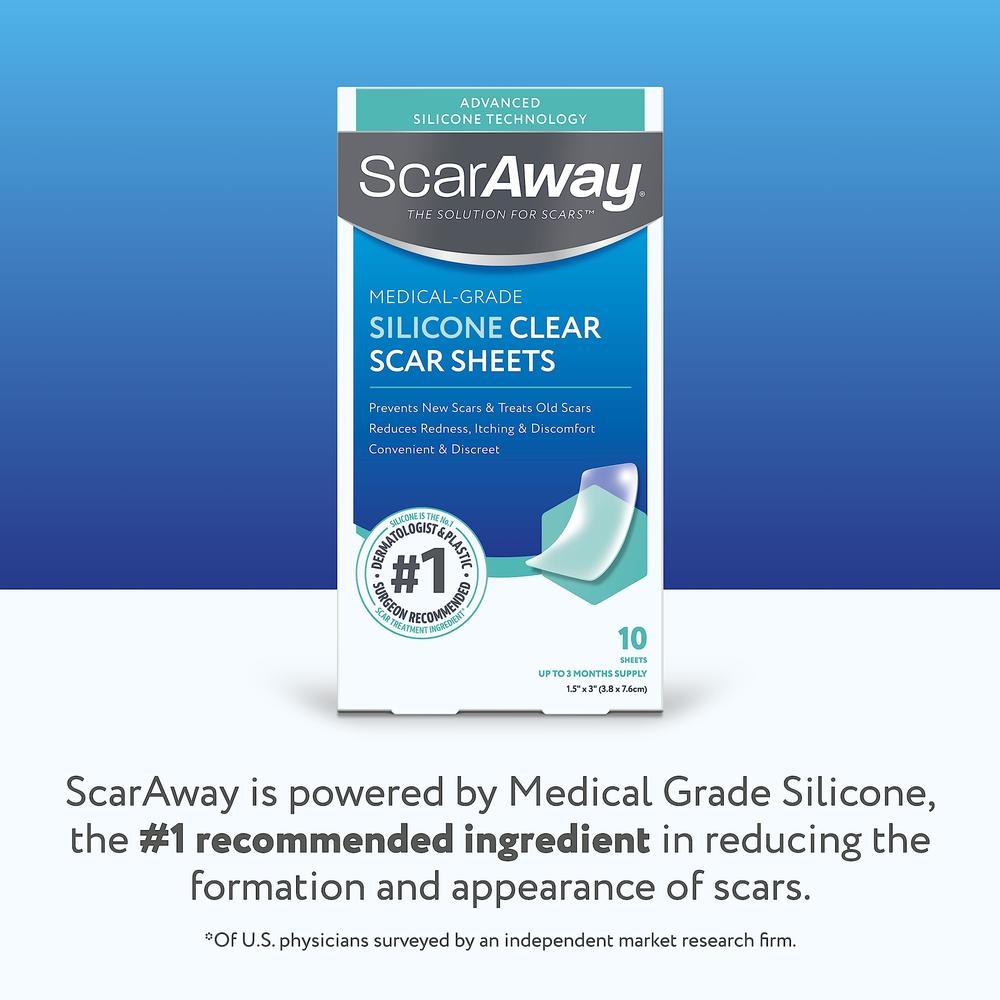 ScarAway Clear Silicone Scar Sheets White 10 Count