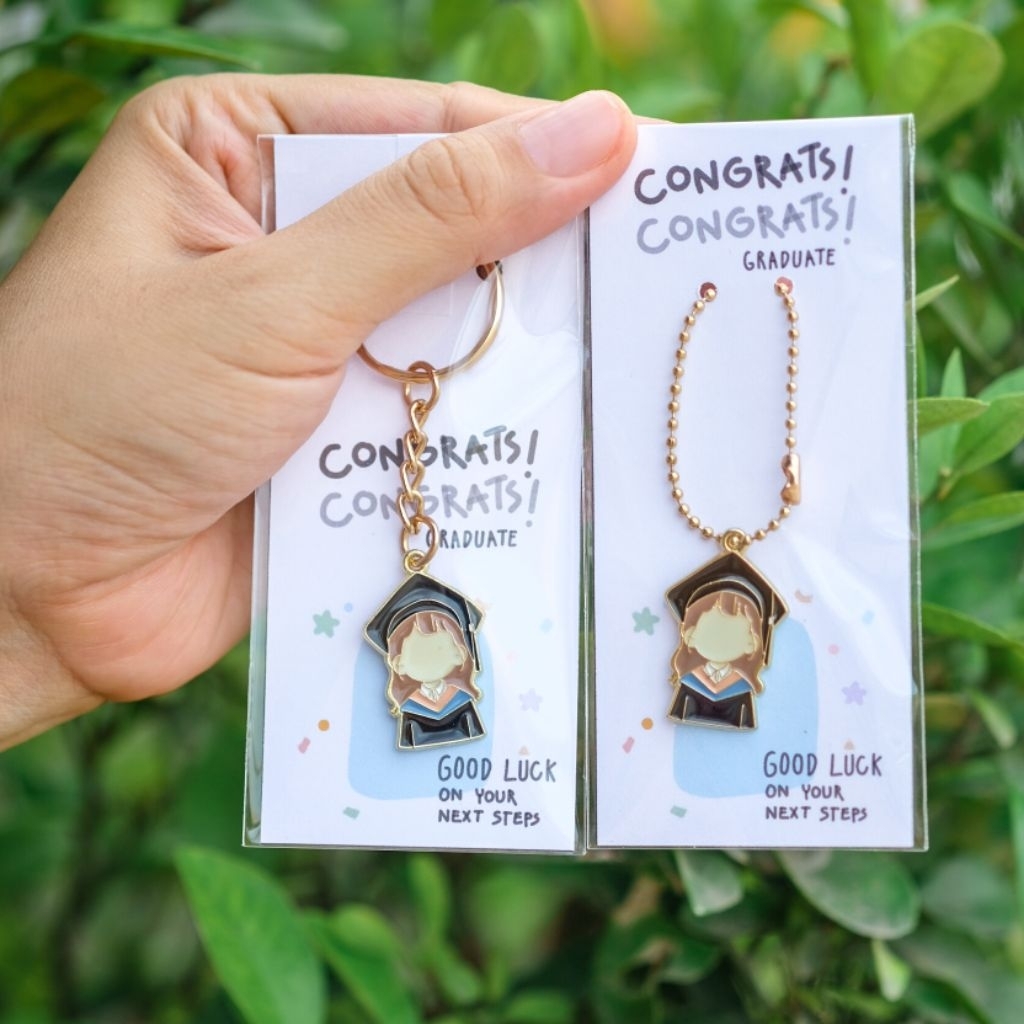 💥พร้อมส่งจากไทย💥พวงกุญแจรูปหมวกบัณฑิต(พร้อมกระดาษรองcongrats) ของขวัญปัจฉิม, ของแจกเพื่อน