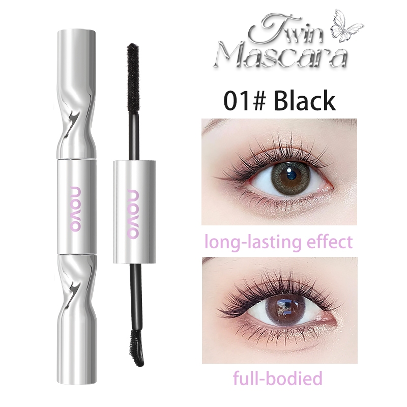 9091 (ใหม่/แท้) NOVO มาสคาร่า 2 หัว ขนตาหนายาว งอน เด้ง กันน้ำ Mascara (สีดำ)