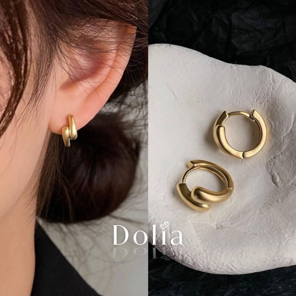 DOLIA [พร้อมส่งจากไทย] ต่างหูห่วงเงินแท้ S925 ต่างหูทรงห่วงแบบใหม่ ต่างหูสไตล์เกาหลี ราคาต่อ 1 คู่ A06