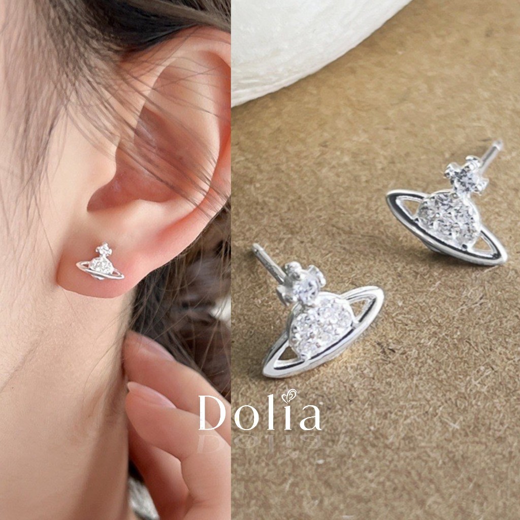 DOLIA [พร้อมส่งจากไทย] ต่างหูห่วงเงินแท้ S925 ต่างหูวิเวียน ต่างหูสไตล์เกาหลี ราคาต่อ 1 คู่ A34