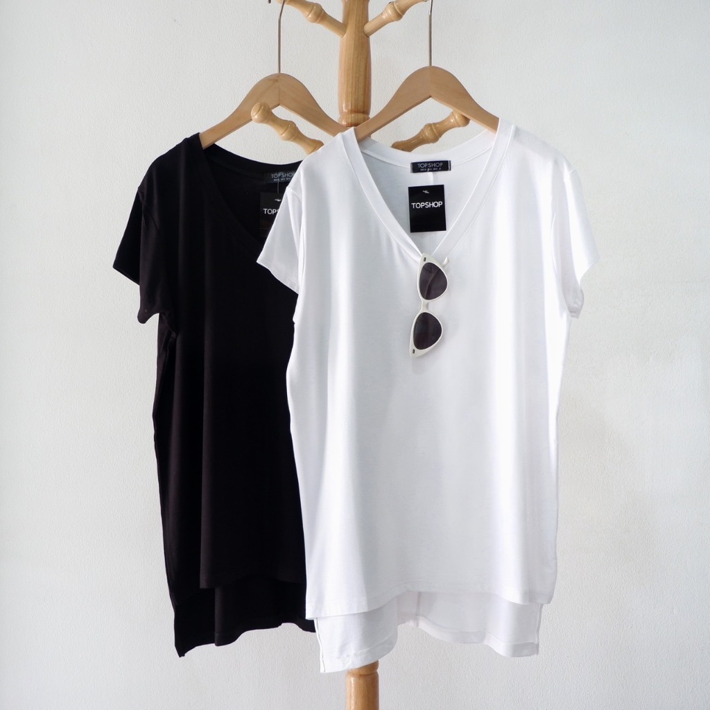 เสื้อยืดคอวีหน้าสั้น หลังยาว ผ้าเรย่อนเนื้อนิ่มเด้ง - รูปที่ 3