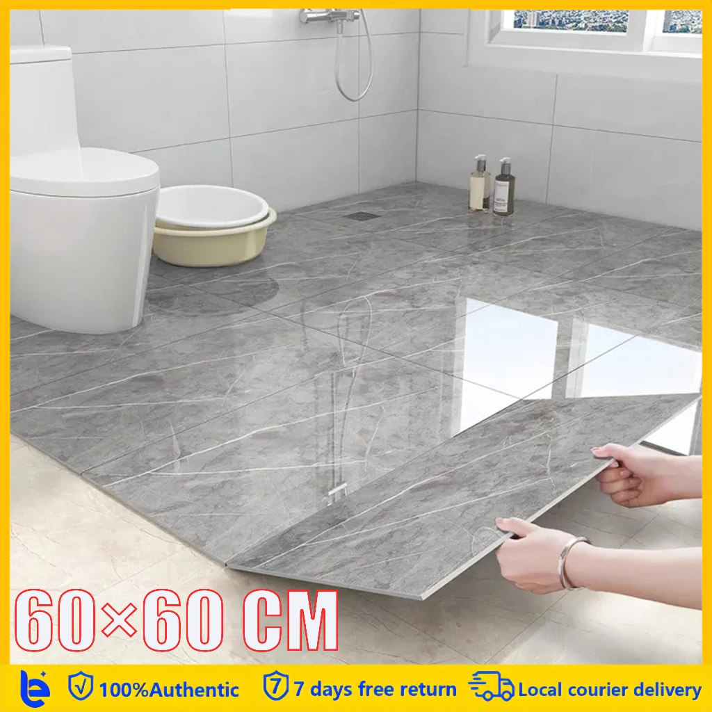 สติ๊กเกอร์พื้น PVC ไวนิล ลายหินอ่อน 60x60 ซม มีกาวในตัว ถอดออกได้ กันน้ำ คุณภาพสูง สำหรับปูพื้นกระเบื้อง ติดผนัง ตกแต่งบ