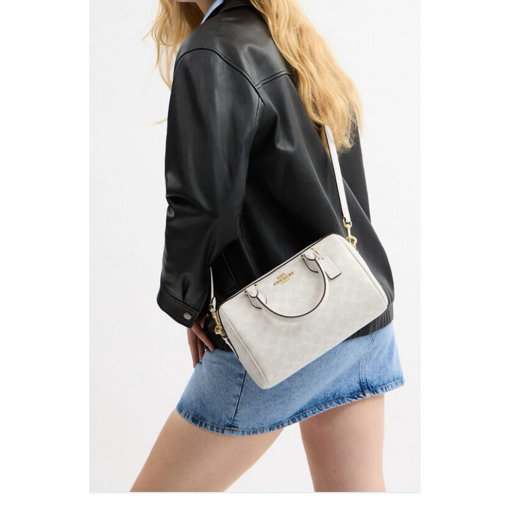 COACH Rowan Satchel Bag In Signature Canvas White