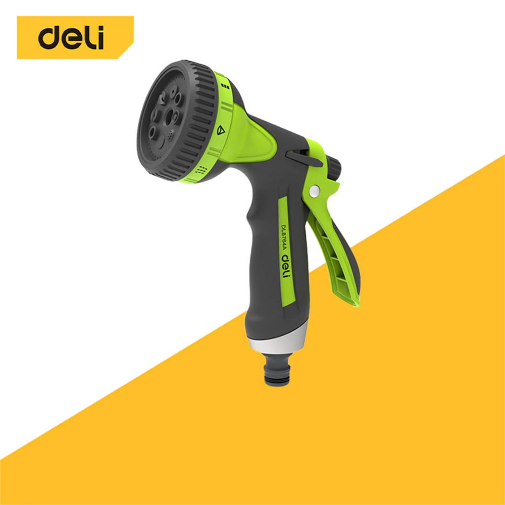 Deli หัวฉีดน้ำ ฝักบัวรดน้ำในสวน ปืนฉีดน้ำ ปรับได้8ระดับ น้ำไหลไม่สะดุด ทนทานไม่แตกหักง่าย Water Gun