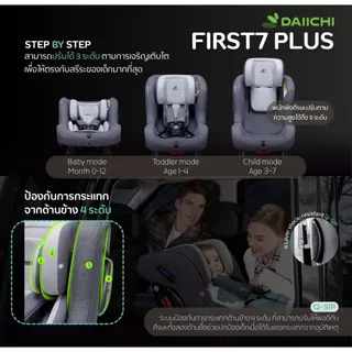 DAIICHI - First7 Plus Car Seat (ระบบBelt/Isofix) คาร์ซีทไดอิชิยอดฮิต เหมาะตั้งแต่เด็กแรกเกิด 0-7 ปี