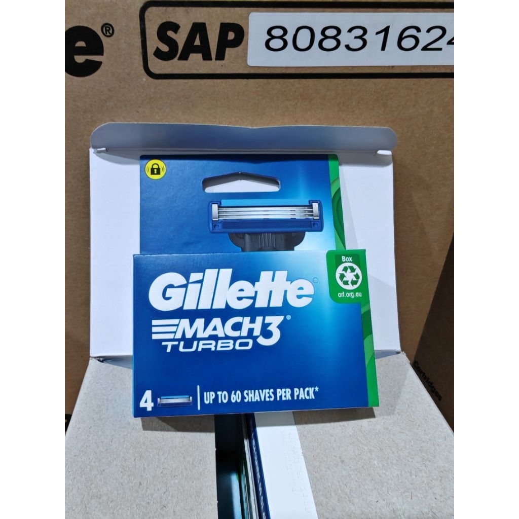 Gillette ยิลเลตต์ Mach 3 Turbo ใบมีดโกน 4 ชิ้น
