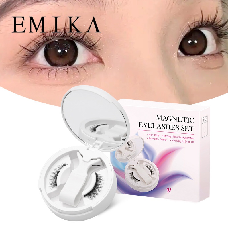 EMIKA ขนตาปลอมแม่เหล็ก พร้อมที่หนีบกับตลับ ขายเป็นเซ็ต ขนตาแม่เหล็ก ขนตาสวยลุคธรรมชาติ ไม่มีกาวติด ติดง่ายและสะดวก