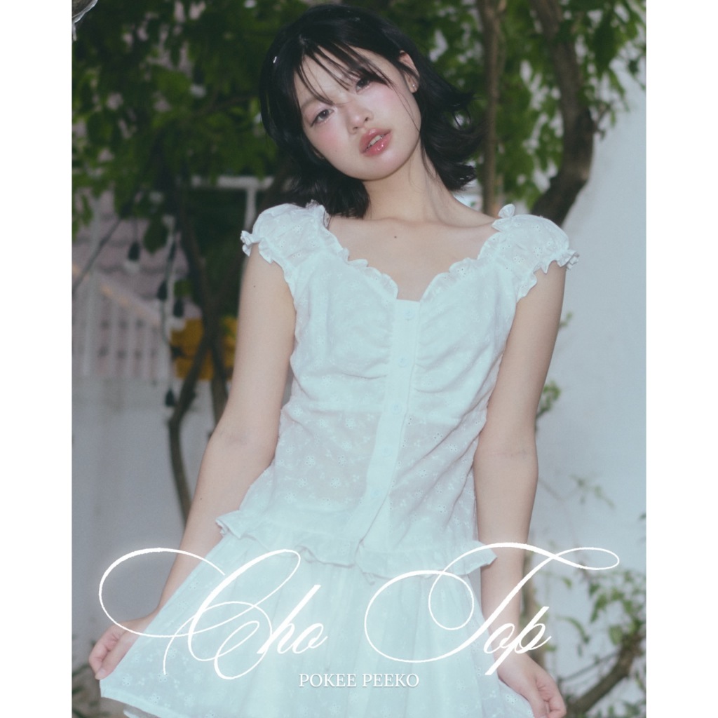 POKEE | CHO TOP เสื้อแขนกุด ผ้าปักดอกไม้ กระดุม pokee!