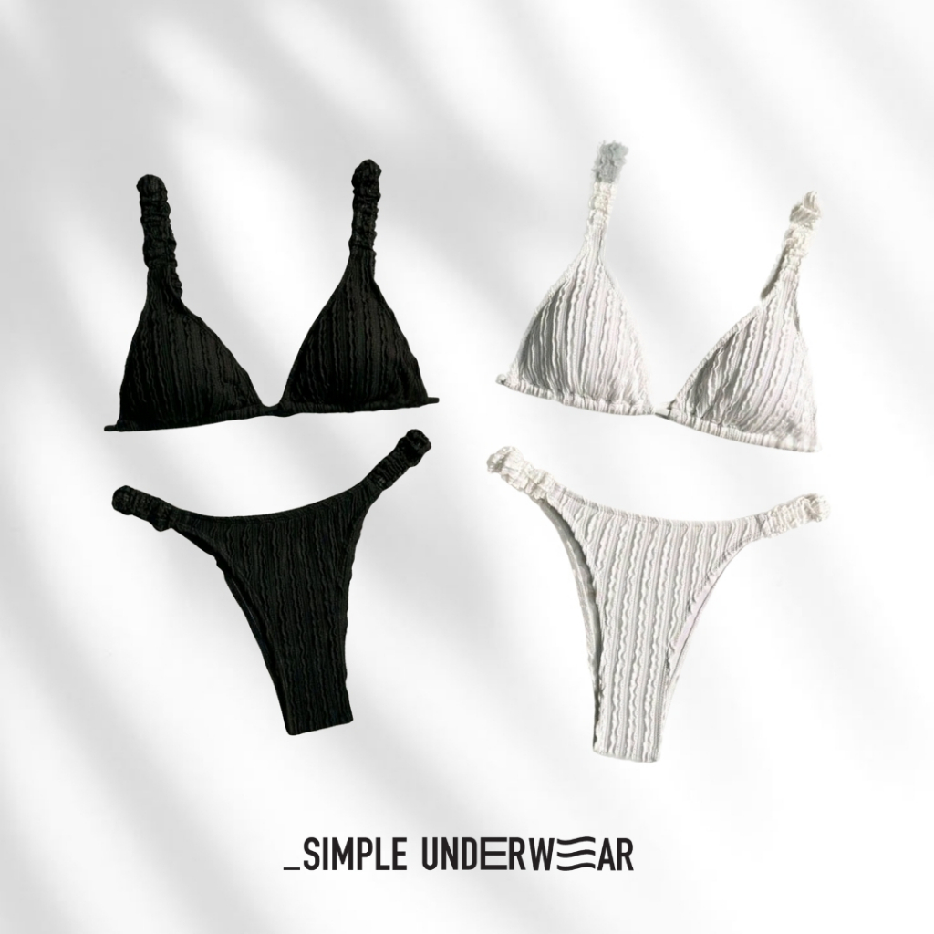 396 Simple Underwear บิกินี่ สีพื้น เนื้อผ้าสวยมีเทคเจอร์