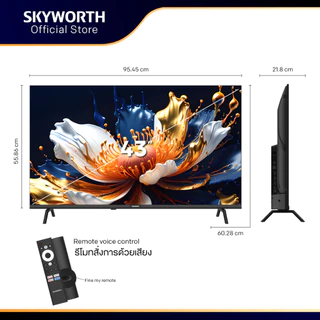 [ประกัน3ปี] SKYWORTH 43 นิ้ว Google TV ทีวี Full HD QLED+ Dolby Audio Eye Care รุ่น 43Q60 รองรับNetflix โหลดแอพได้ Wifi