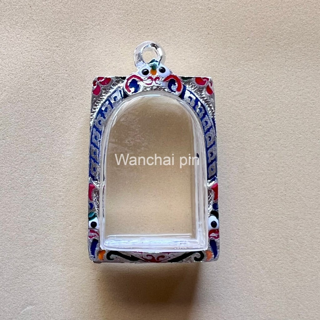 (แถมแหนบ)กรอบเงิน ตลับเงิน ตลับพระ ใส่พระสมเด็จลงยา คละสีน้ำเงิน/แดง - รูปที่ 2