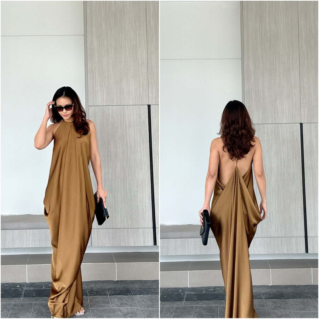 colourblockmatter - Yuki Dress เดรสซาตินยาว เดรสออกงาน เดรสไปทะเล