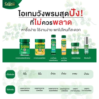 Wangprom Herb สมุนไพรวังพรม พิมเสนน้ำ/น้ำมันเหลือง/น้ำมันเขียว/ยาหม่อง [สินค้ามีให้เลือก 7 แบบ] พิมเสนน้ำวังพรม