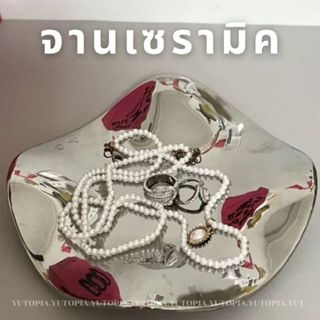 พร้อมส่ง จานเซรามิค ขอบคลื่น เซรามิคแท้ เคลือบอย่างดี แพคเป็…