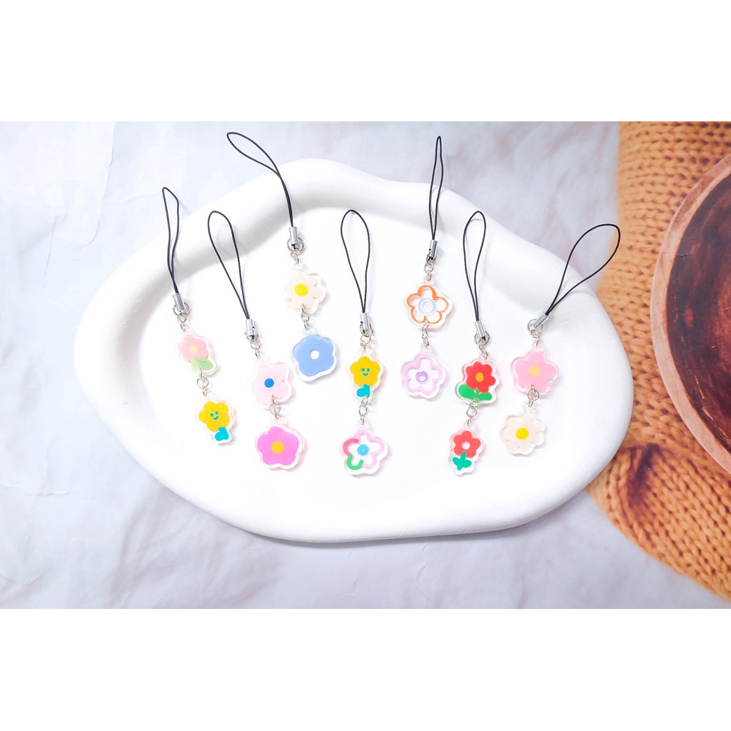 สายคล้องโทรศัพท์มือถือ ลายดอกไม้ flower ไซส์S สายคล้องโทรศัพท์มือถืออะคริลิค สินค้าพร้อมส่ง (จองฝาก ของแถม ของขวัญ)