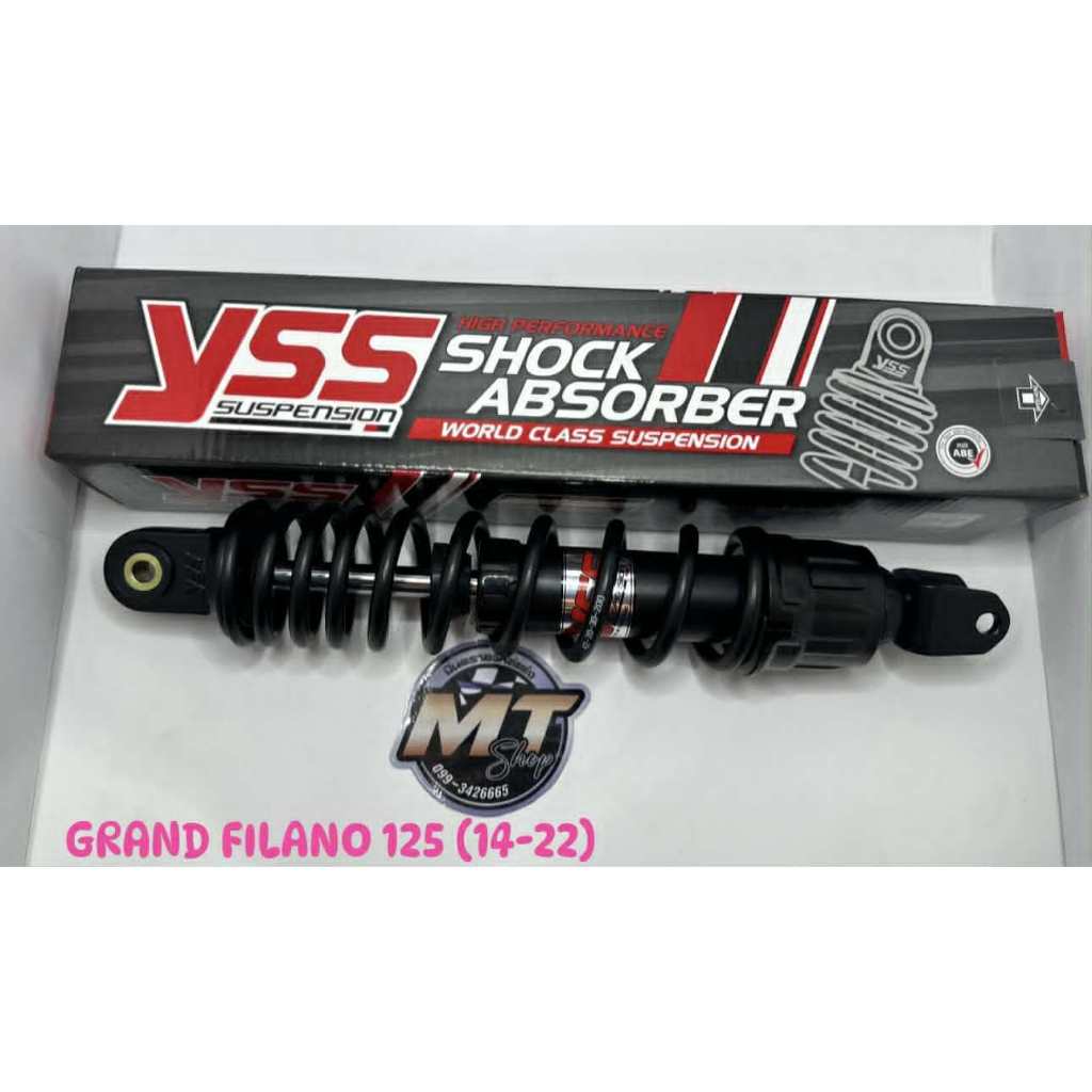 โช๊ค YSS สำหรับ Grand Filano รุ่น G series มีให้เลือก 2 สี ยาว 325 มม. ใช้ได้ทั้ง Grand filano ปี14 -ปัจจุบัน ใบรับประกั