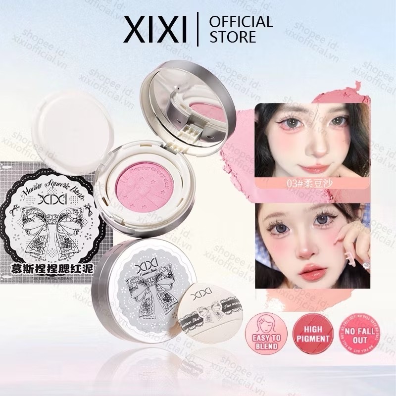 XIXI Mousse Squeeze Blush [D838] บลัชออนเนื้อเนียน มีพัฟในตลับ น่ารักมาก พร้อมส่งจากไทย