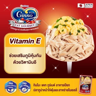[กล่อง x12 ซื้อ 4 ฟรีพรมลับเล็บแมว] Ginno Cat Gourmet กินโนะ อาหารเปียกแมว 60g x12 ไม่เติมเกลือ