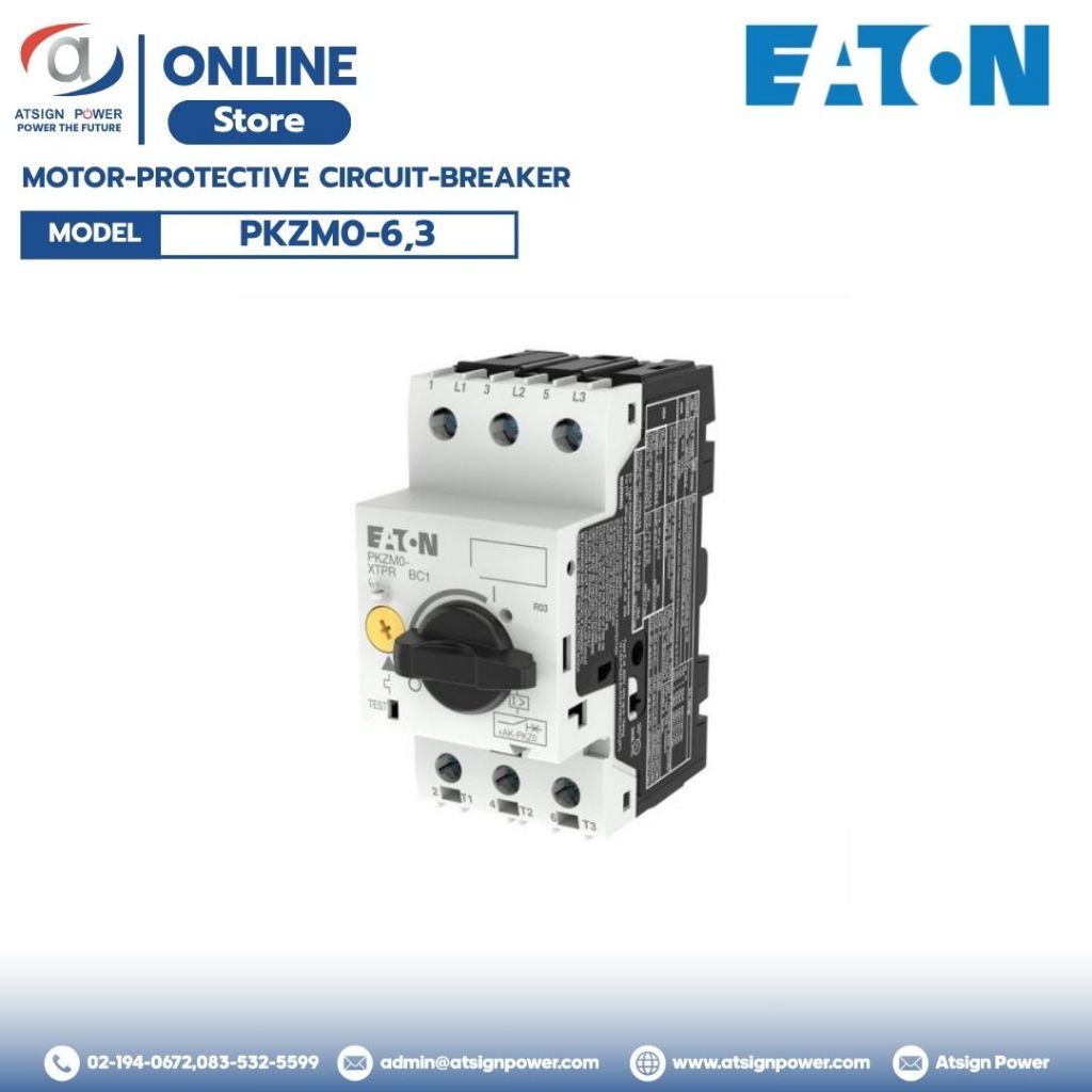 PKZM0-6,3 EATON เบรกเกอร์ป้องกันมอเตอร์ แบบแมกเนติก-เทอร์มิค 6.3A