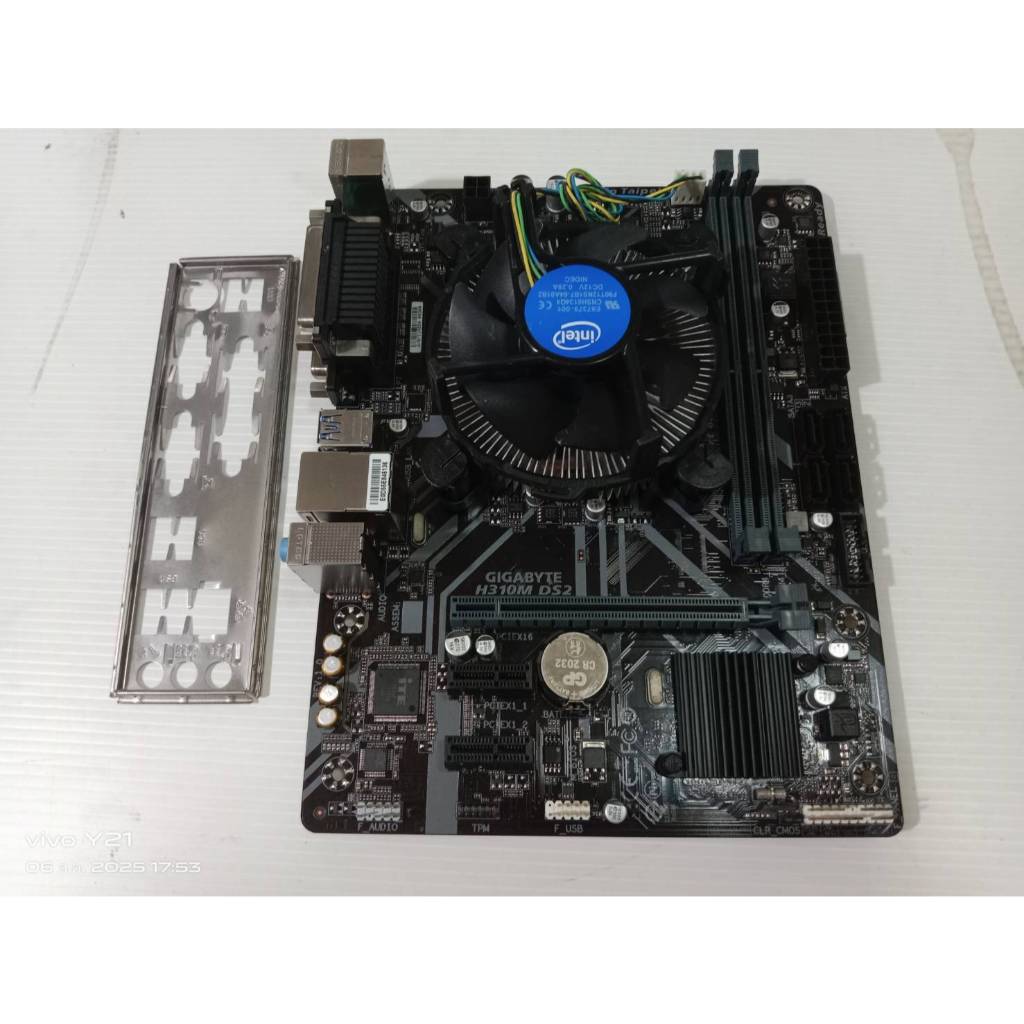 Mainboard 1151 Gigabyte H310M DS2  มีฝาหลัง + CPU INTEL Core i3-8100 พร้อมซิงค์พัดลมอินเทล