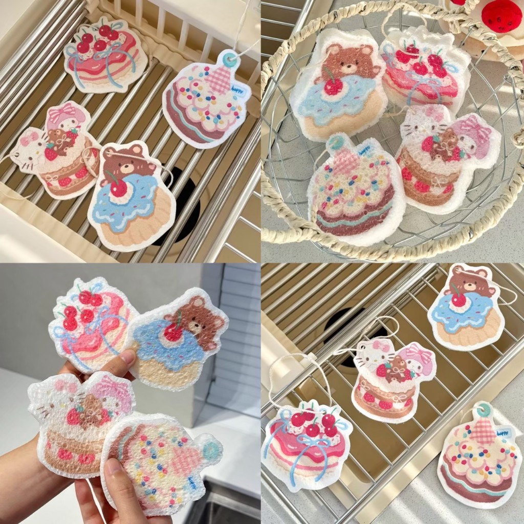 ส่งจากไทย🍓 Dishwashing Sponge ฟองน้ำเยื่อไม้ไผ่ ล้างจาน Sweet Café ฟองน้ำ ใยขัด รูปทรง ขนมหวาน - รูปที่ 7