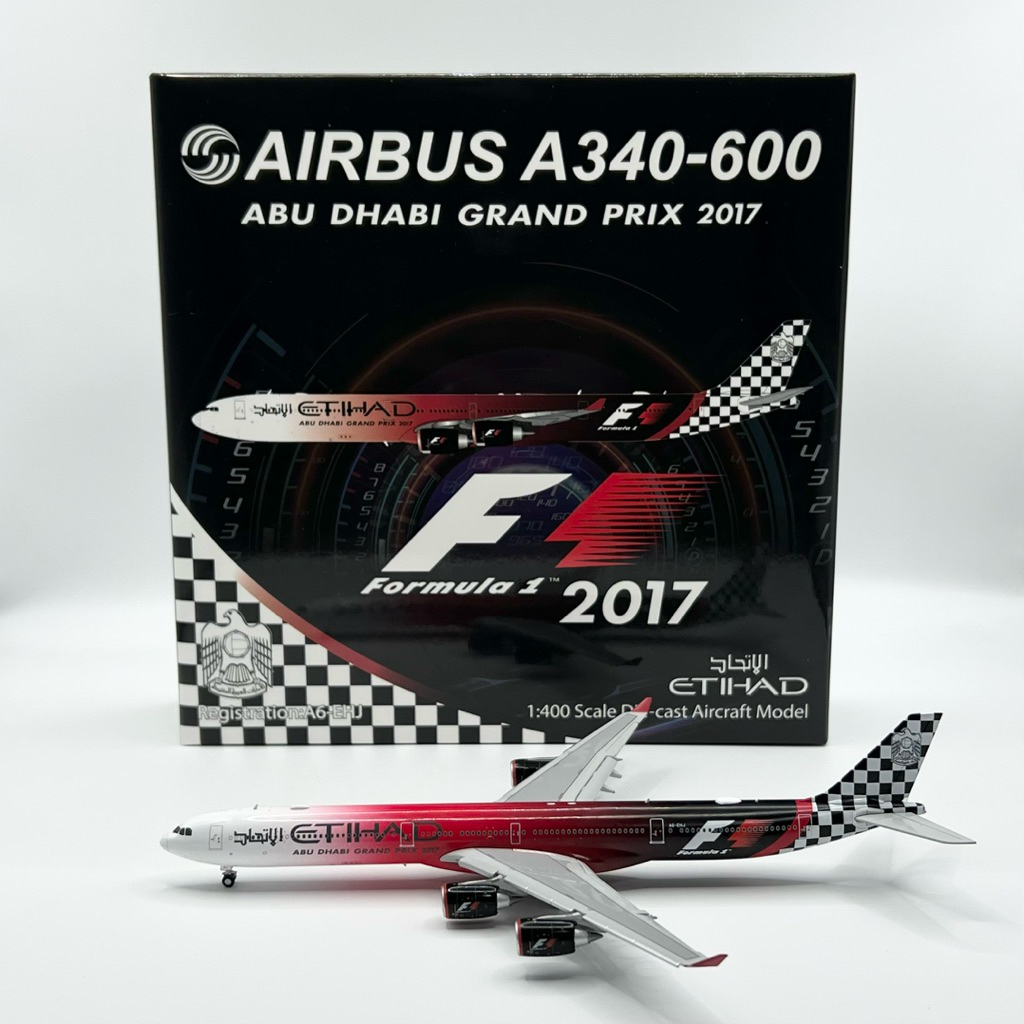 โมเดลเครื่องบิน ETIHAD A340-600 A6-EHJ F1 2017 Flaps-Down [พร้อมส่ง]