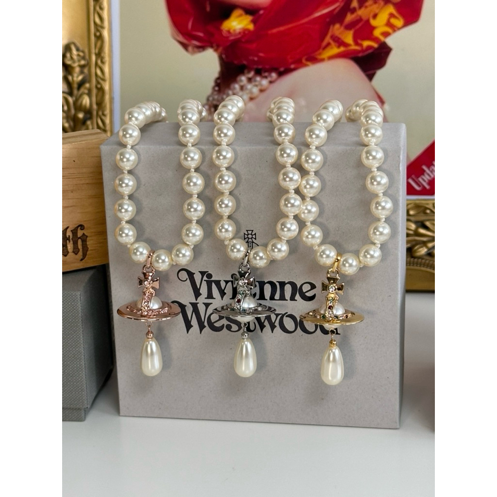 พร้อมส่ง ✨One row pearl drop choker ของแท้100% ราคา ถูกที่สุด ดีลบีเคเค รูปภาพหลัก