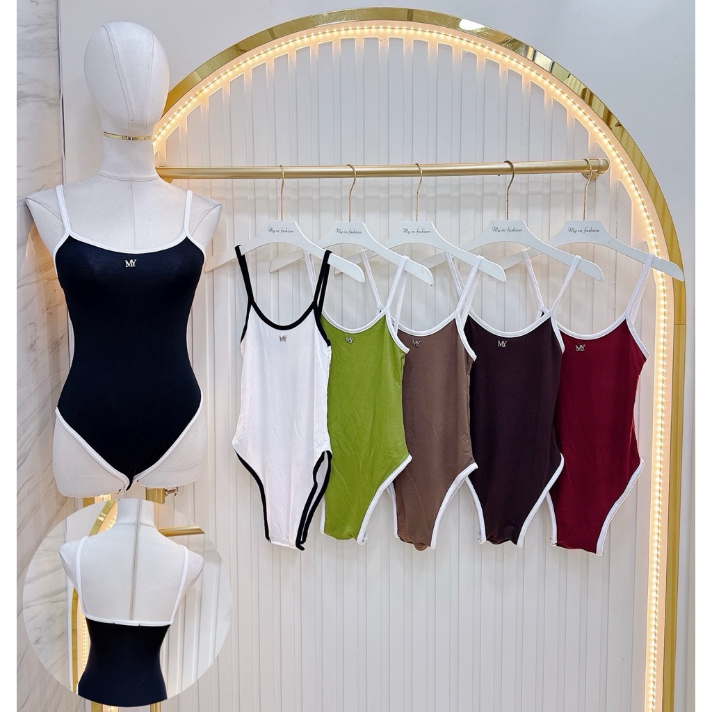 mnv_shop  bodysuit สายเดี่ยวแต่งกุ้น อาไหล่MY