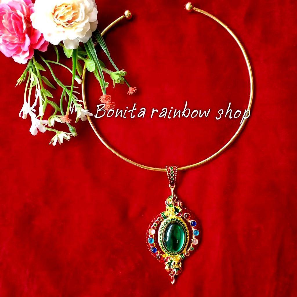 สร้อยคอพร้อมต่างหู สร้อยคอพญานาคแบบห่วง เครื่องประดับชุดไทย สีทอง WW006