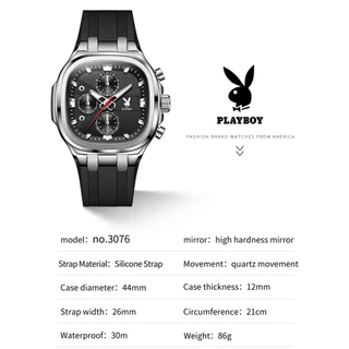 PLAYBOY ผู้ชาย นาฬิกา แท้ ยาง สายนาฬิกา กันน้ำ กีฬา หนุ่มสาว แฟชั่น 3076