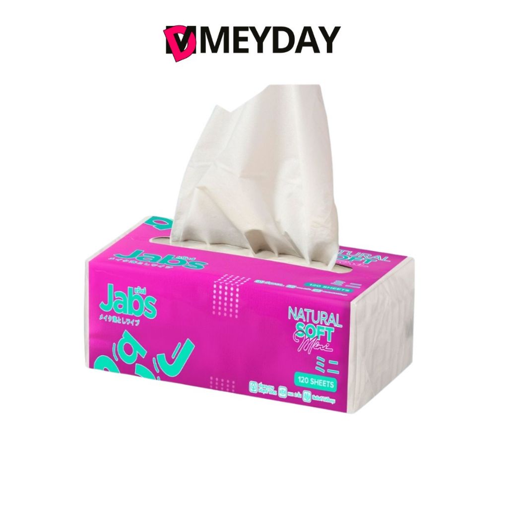 Jabs 1 ห่อ x 120 แผ่น เนเจอรัล ซอฟท์ มินิ  กระดาษทิชชูเช็ดหน้า 2 ชั้น