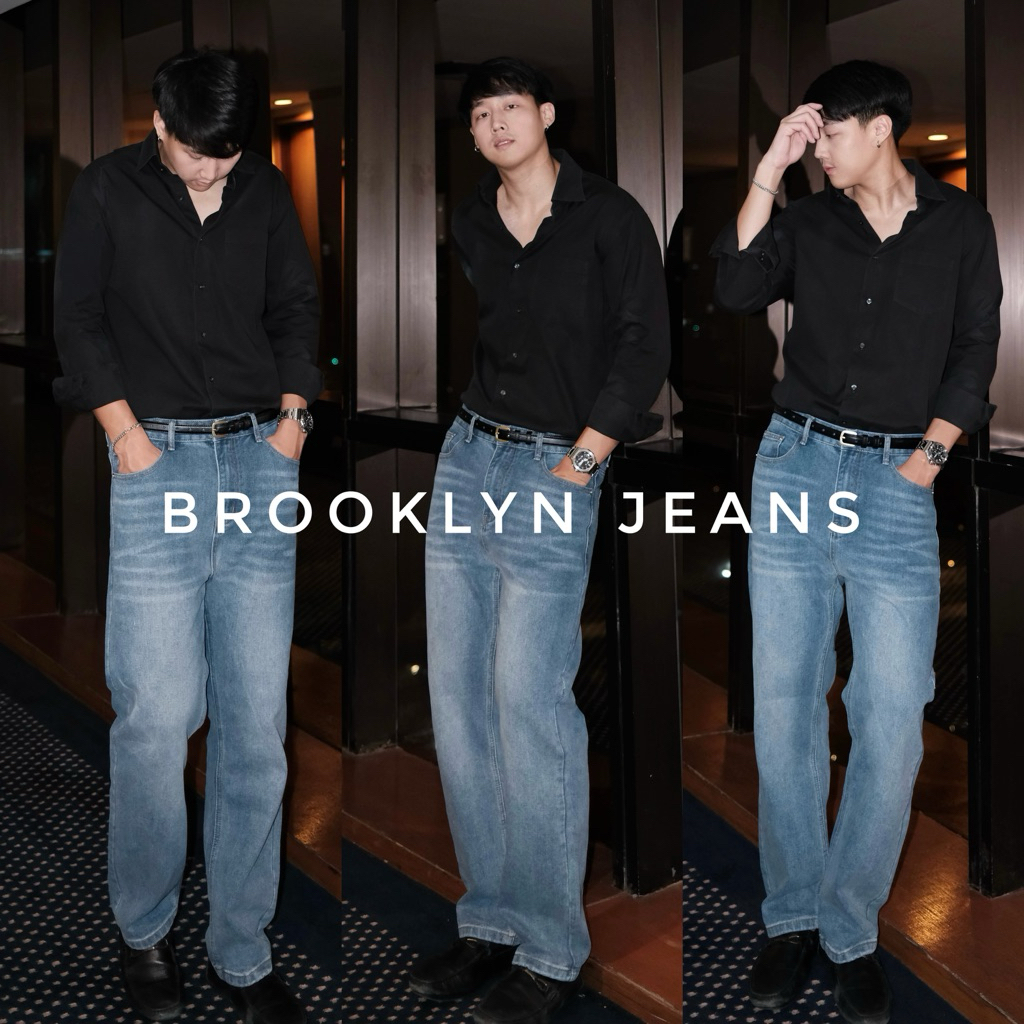 025 Brooklyn jeans (790.-) “สินค้าพร้อมส่ง“ กางเกงยีนส์ผู้ชายขากระบอกเล็ก ทรงสวย สีฟอกผ้ายีนส์นิ่ม ใส่สบาย