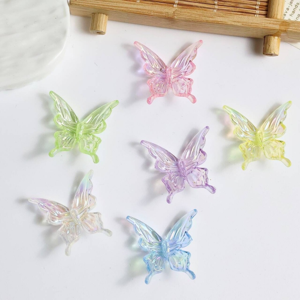 ผีเสื้อ มีรู อะคริลิค ขนาด 25x25mm อุปกรณ์เสริมงานฝีมือ งาน DIY ใช้สำหรับ การตกแต่งชิ้นงาน ร้อยพวงกุญแจ สร้อยคอ สร้อยข้อ