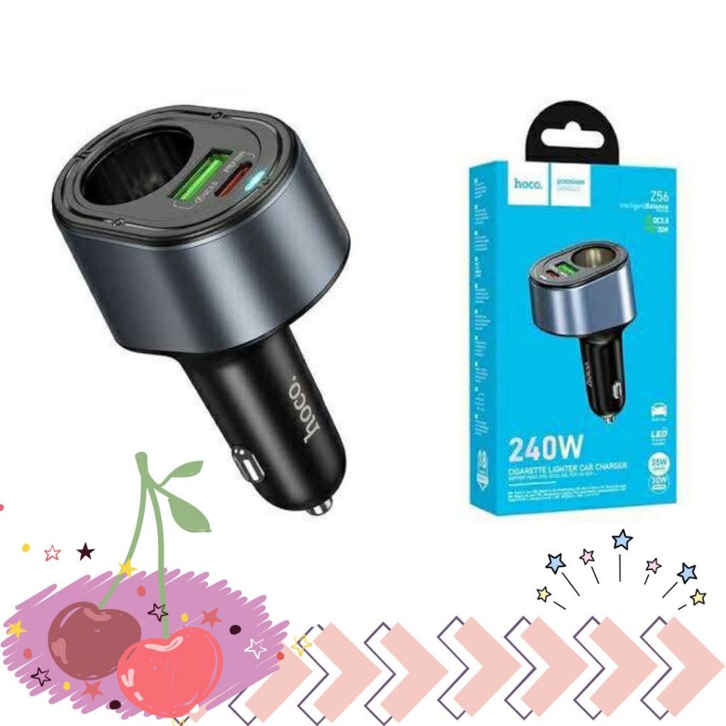 พร้อมส่งจากไทย Hoco Z56 หัวชาร์จโทรศัพท์ในรถยนต์ PD35W+QC3.0 ชาร์จเร็ว 120W/ 240W ป้องกันไฟเกิน