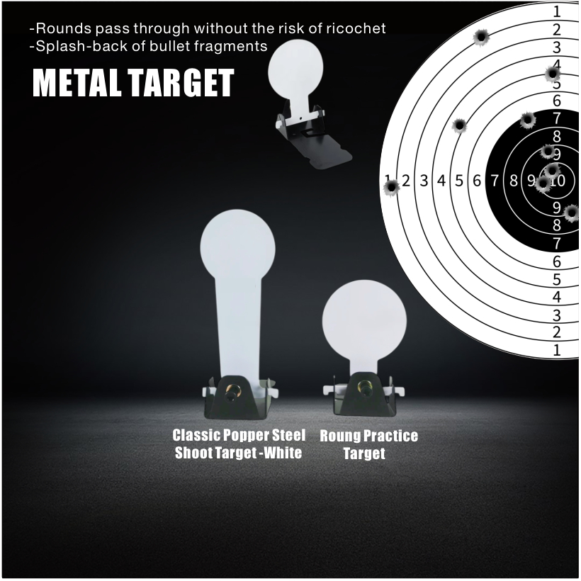 Easy Up & Down Steel Target Shooting Humanoid Round Target for Air Soft BB's Soft Bomb Water Bullet 
