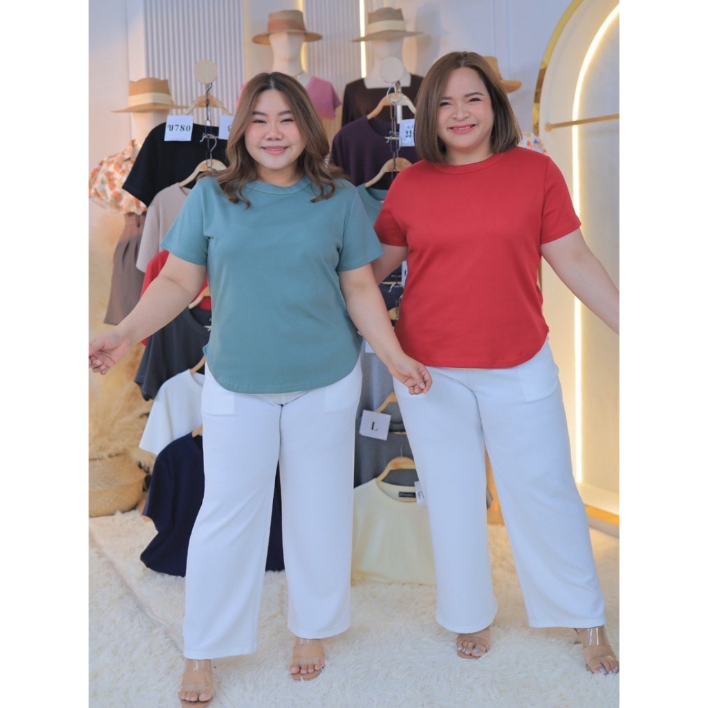 31240 เสื้อคอกลมแขนสั้นชายโค้ง ผ้าโพนิซ่า (ข780)