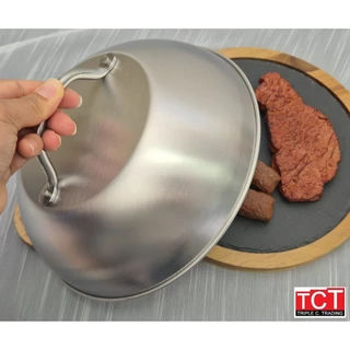 ฝาครอบอาหารสแตนเลส ทรงโดม ฝาครอบสเต็ก ฝาครอบเบอร์เกอร์ ขนาด 22.5x10.5 ซม. stainless food cover