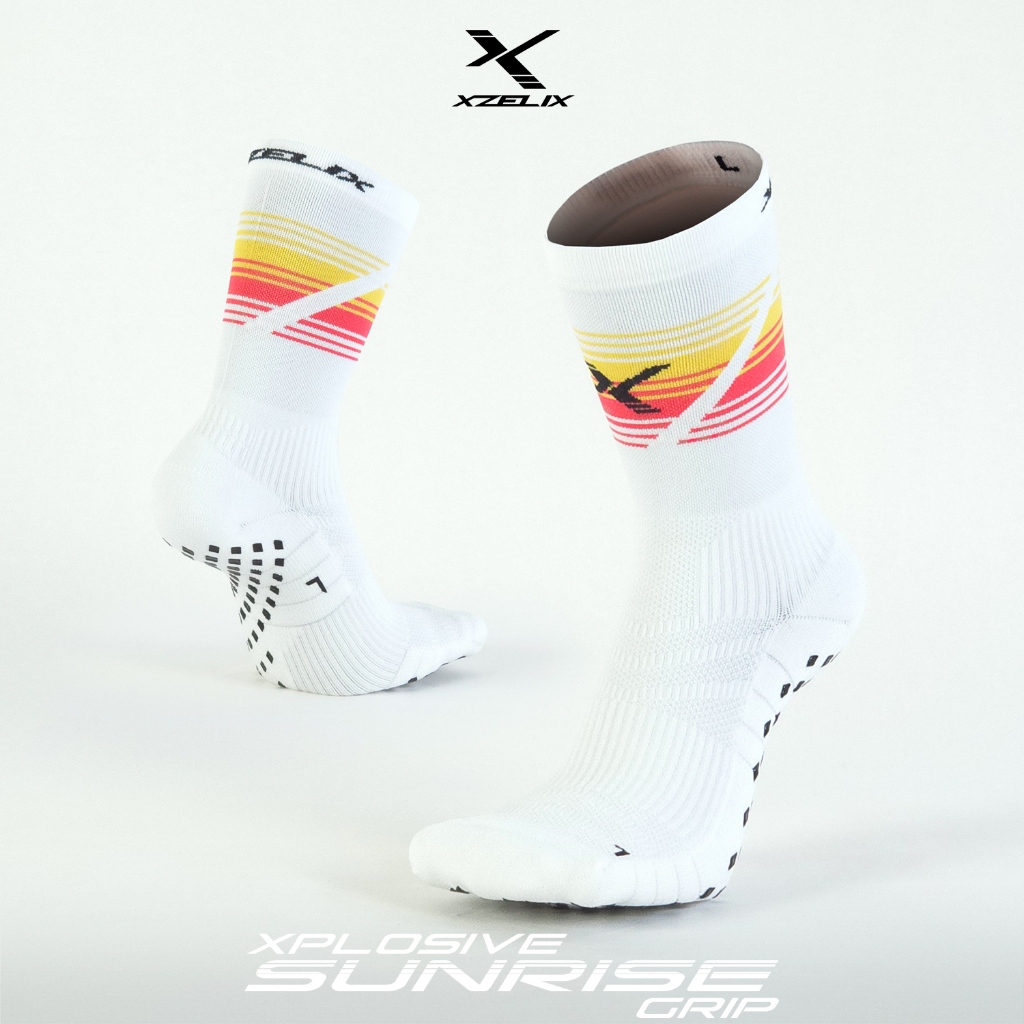 XZELIX | Xplosive : Sunrise Edition - Performance Crew Sock (GRIP/Non GRIP) ถุงเท้ากันลื่นครึ่งแข้ง