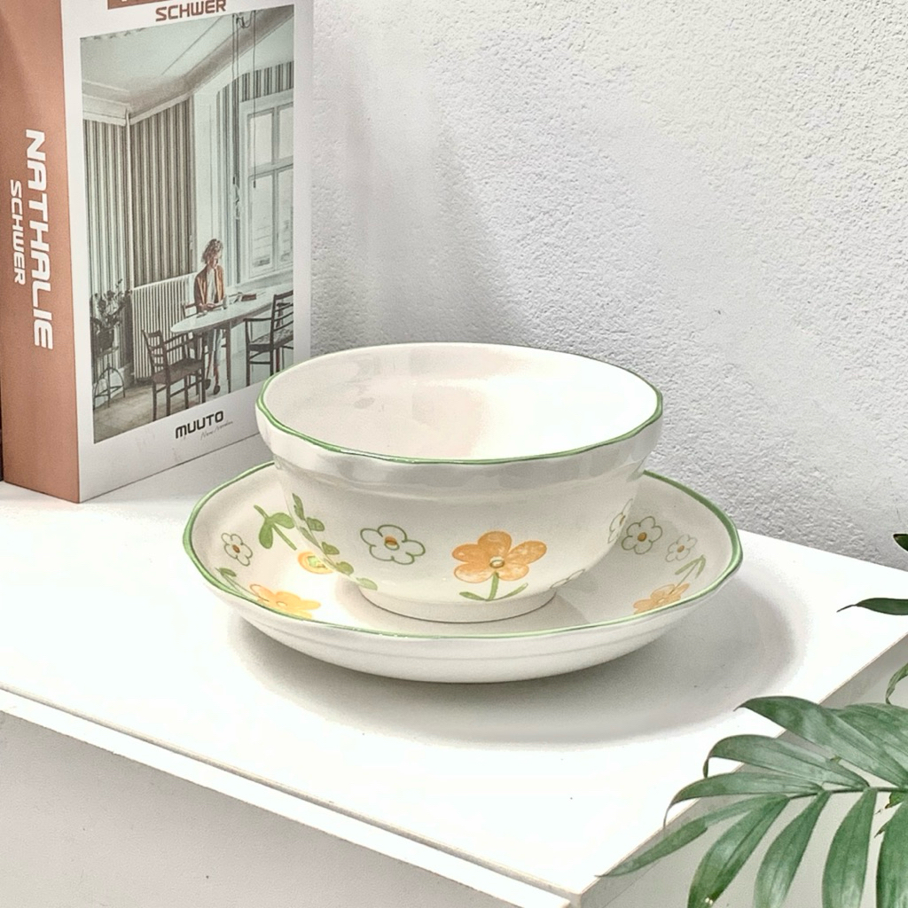 Goodsceramic ชาม จาน เซรามิกลายดอกไม้พาสเทล | Flower Ceramic Bowl 🌸