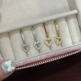🍒♡มีส่งด่วน♡🍒 (1คู่) ต่างหูเงิน ต่างหูห่วง ตุ้มหูรูปหัวใจ พร้อมส่ง
