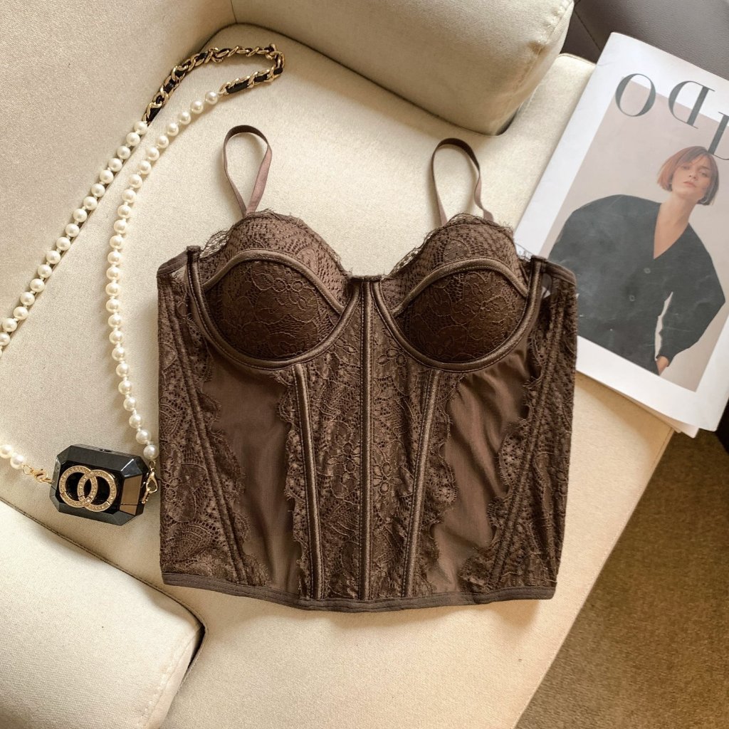 Dailywear พร้อมส่ง✨ สวมสายเอี๊ยมไว้ข้างนอก  พร้อมแผ่นรองหน้าอกและแหวนเหล็ก ลูกไม้ขนตา ซีทรู เสื้อคลุมสลิง สำหรับสาวๆ1 - รูปที่ 5