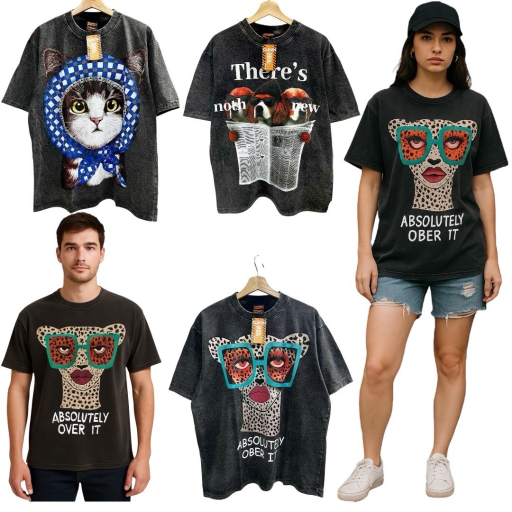 เสื้อยีนส์ยืด ยีนส์ฟอกOversize อก44~46  | ทรงเท่ สไตล์สตรีทมีหลายลาย