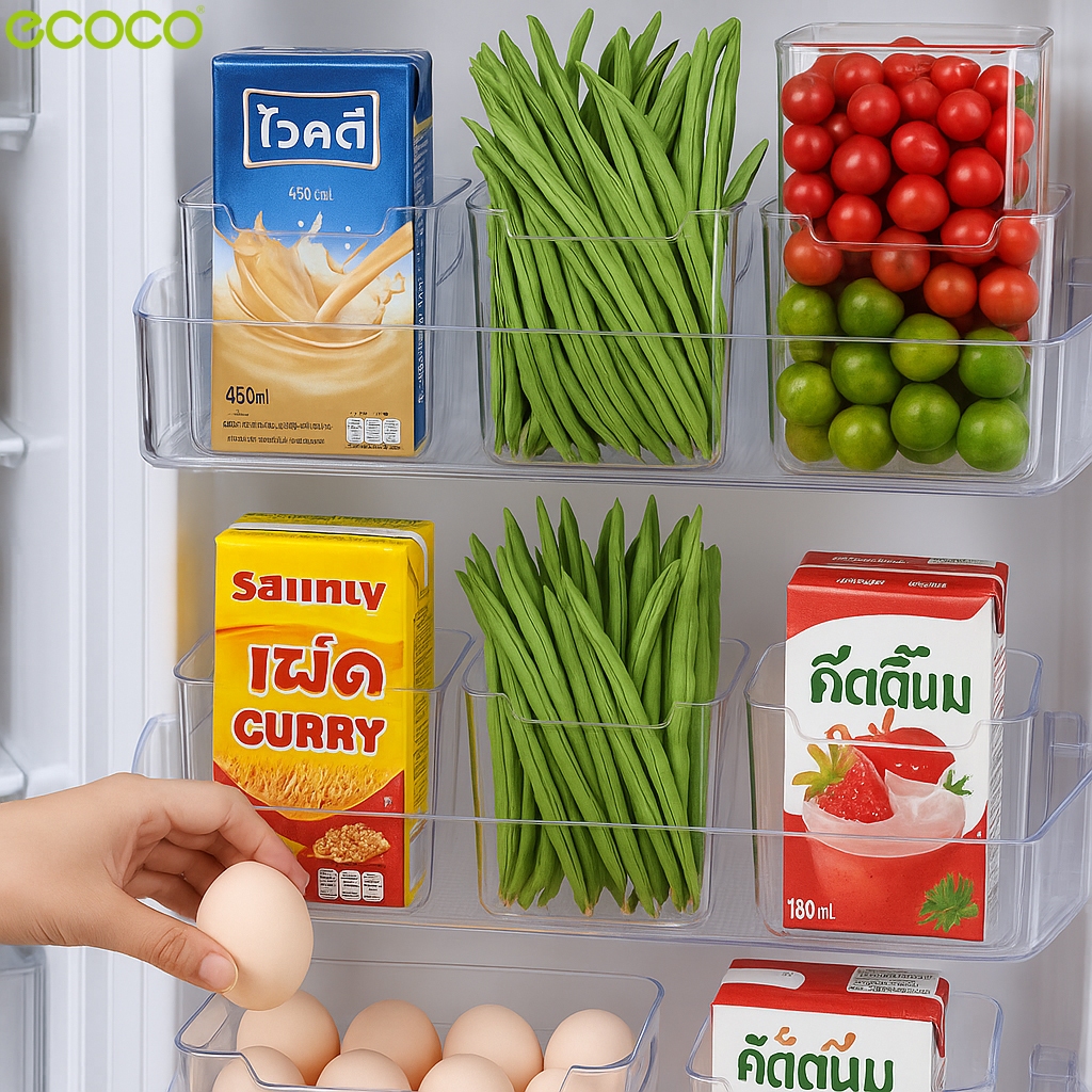 Ecoco กล่องเก็บอาหาร อุปกรณ์ครัวในครัวเรือน ใส่ผัก ผลไม้ จัดเก็บอาหารให้เป็นระเบียบ เเข็งเเรง ทนทาน ใช้งานง่าย