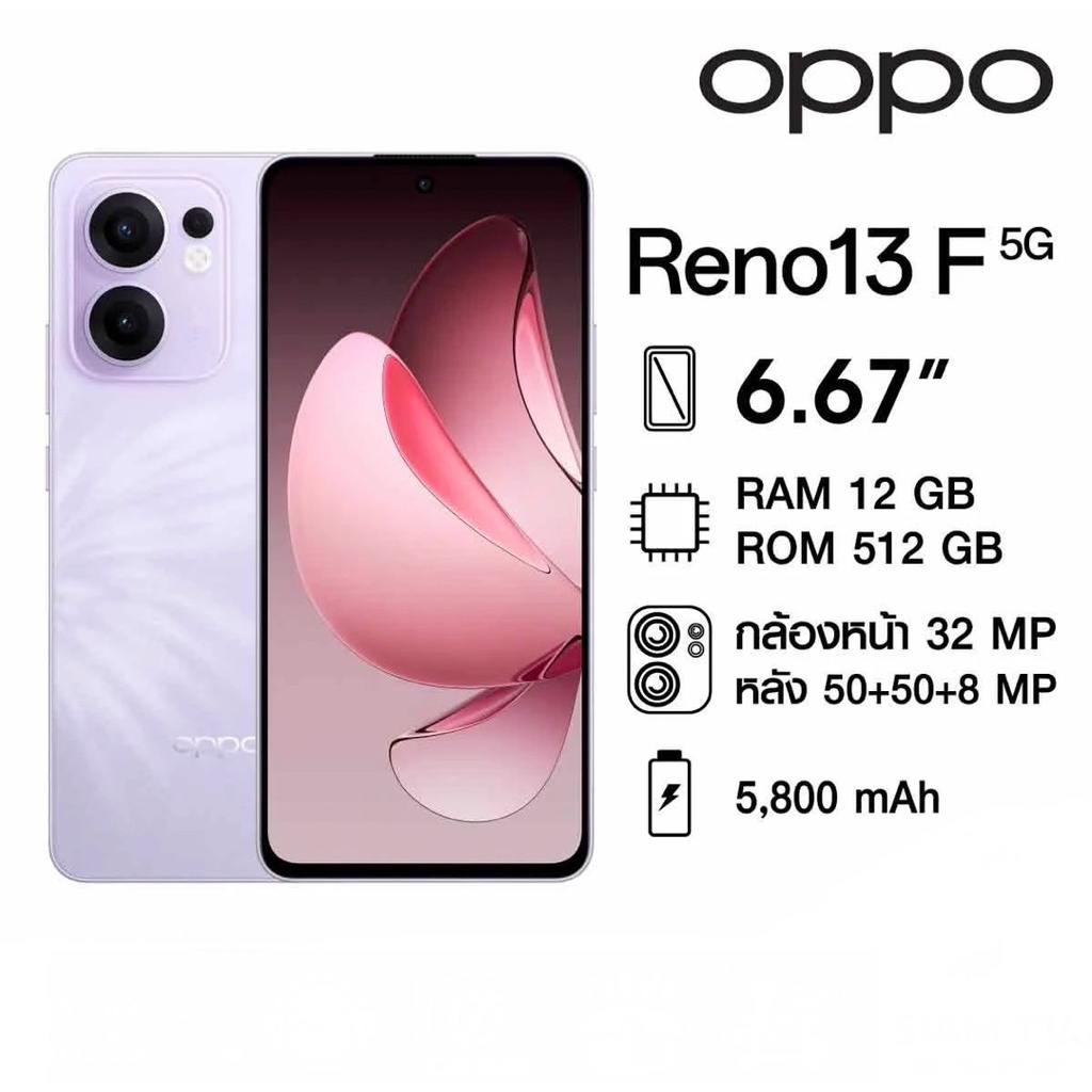OPPO Reno 13F 5G 12/512GB เครื่องใหม่ศูนย์ไทย รับประกันศูนย์