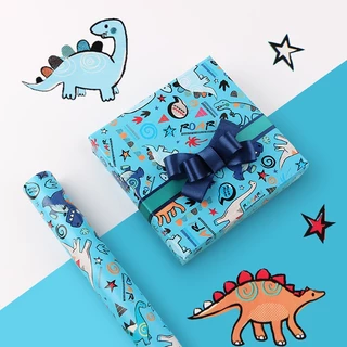 กระดาษห่อของขวัญลายไดโนเสาร์การ์ตูน 50x70cm (1 Sheet) Cute Dinosaur Cartoon Wrapping Paper ส่งจากกรุงเทพฯ