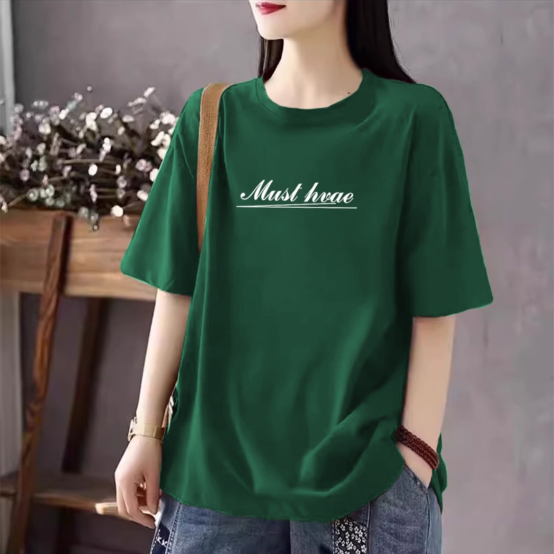 สไตล์อเมริกันเทรนด์แขนสั้นเสื้อยืดผู้หญิงผ้าฝ้ายหลวม ๆ ฤดูร้อนเสื้อลำลองแสดงผอมสุภาพสตรีออกแบบฤดูร้อนเสื้อยืด