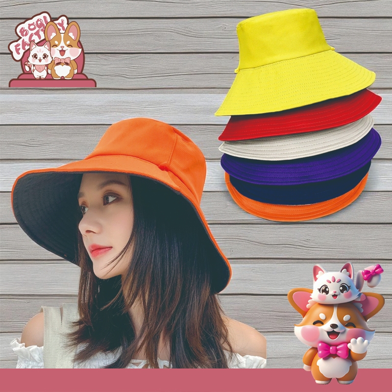 Boqi Factory หมวกบักเก็ต หนาใส่ได้สองด้าน มีเชือก กันแดด ไม่ร้อน ใส่สบาย Suncap