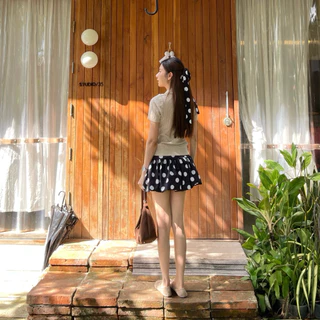 BRB : Polka dots balloon skirt กระโปรงบอลลูนลายจุด แถมเชือกผูกผม 1 เส้น
